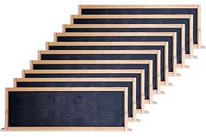 POLLIBEE Medium or Super Bee Hive Frames and Wax Foundations,10 Pack Honey Bee Frames with 100% Beeswax Coated Food Grade Foundation Sheets, Beekeeping Supplies,6-1/4-Inch (Black)