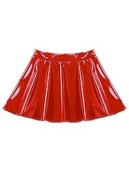 zdhoor Women's PVC Leather Wet Look Flared Pleated