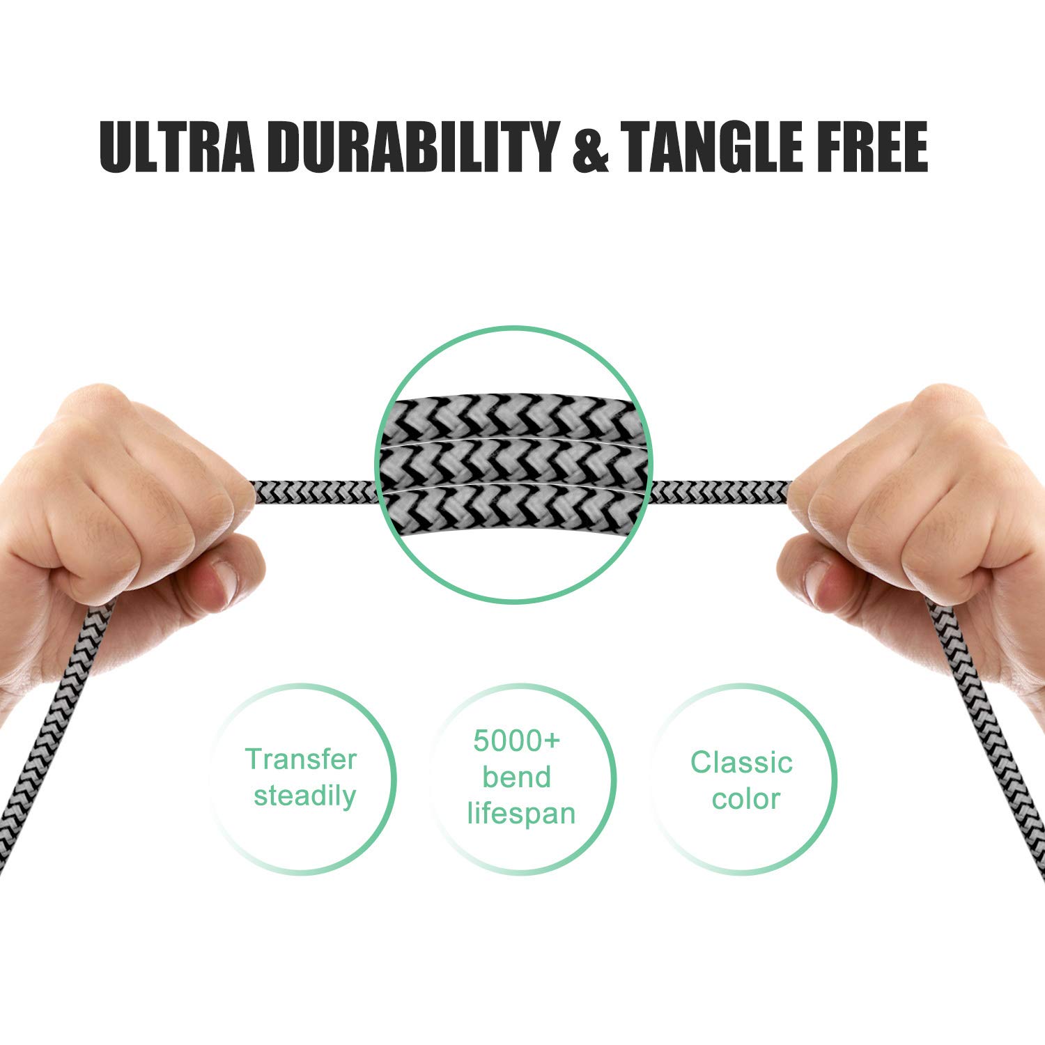 OTISA USB C Cable, 2Pack 6ft USB Type C Cable Fast Charging Charger Cord Long Android Nylon Charge Cable for Galaxy S9 S8 Note 9 8 Pixel Nintendo Switch Huawei Mate P9 P10 Honor LG BLU Moto Gold Grey