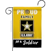 Breeze Decor Proud Family Soldier Garden Flag Armed Forces United State American Military Veteran Retire Official House Decoration Banner Small Yard Gift Double-Sided, Made in USA, Yellow/Black