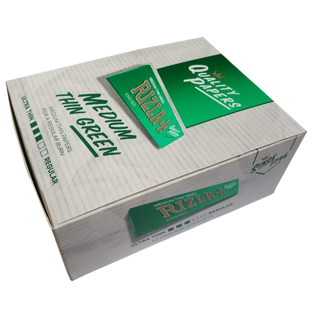 RIZLA GREEN KING SIZE SLIM Original Genuine Smoking Cigarette Rolling Papers (30)