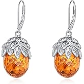 TIGER RIDER Acorn Amber 925 Sterling Silver Earrings Leverback Dangle Earrings Jewelry Gift for Women Birthday Christmas