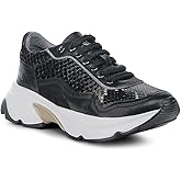 FRANCO CUADRA | Women's Sneakers in Genuine Python and Bovine Leather with Plated Details and XL EXTRALIGHT Sole Black A09PBRS