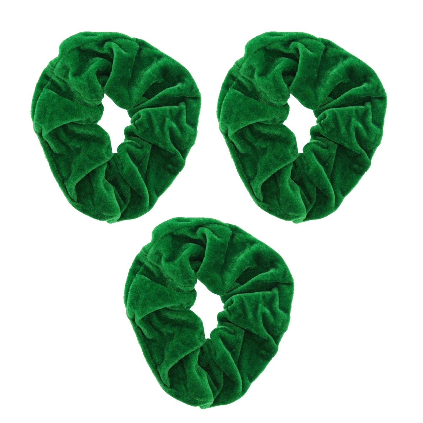 Topkids Accessories - Velvet Scrunchie Scrunchies Elastic Hair Band Ponytail Holders Hair Scrunchie Hair Bobbles Hair Accessories for Women, Ladies, Girls - Pack of 3 (Jade Green)