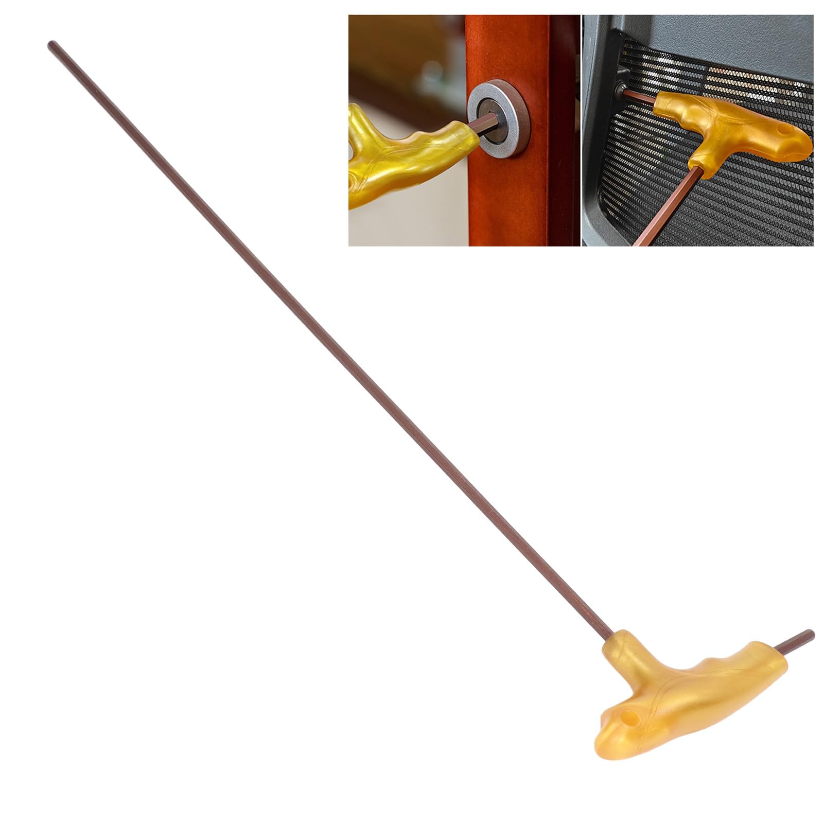 Fyearfly 4mm Hex T-Handle Wrench, Hex Key Wrench 400mm Long Bar Cane Comfortable Grip Alloy Steel Fastening Spanner, for Furniture Maintenance Car Repair (4mm)