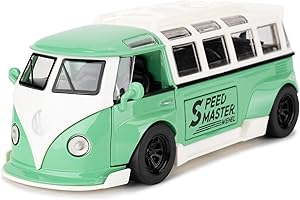 BDTCTK 1/32 Volkswagen Bus Transporter Model Car with Surfboards Convertible Camping Van, Zinc Alloy Pull Back Toy car with Sound and Light for Kids Boy Girl Gift(Green)