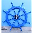 Nagina International Nautical Handcrafted Wooden Ship Wheel - Home Wall Decor (30 Inches, Light Blue)