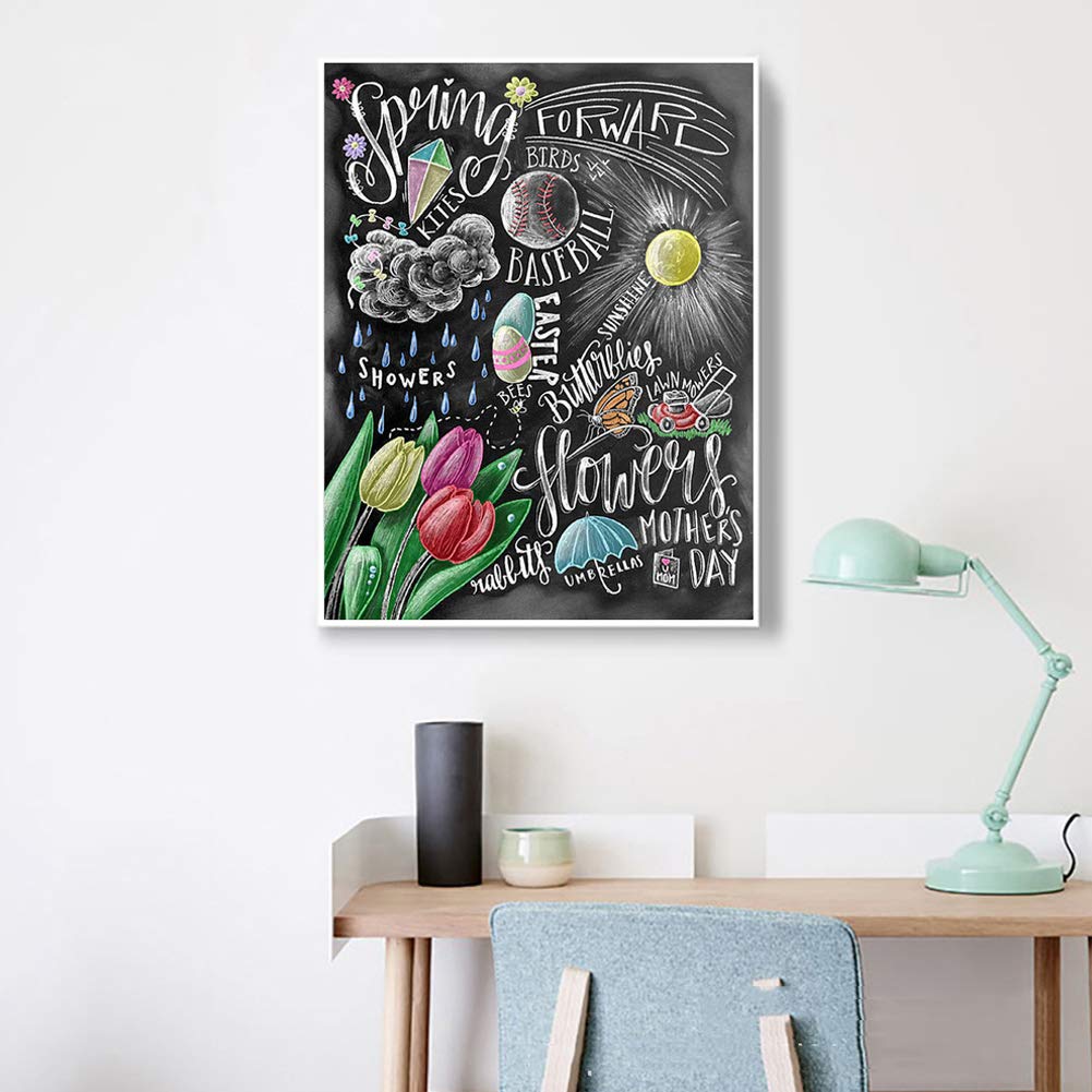 MYSNKU 5D DIY Diamond Painting Kits Full Drill Diamond Embroidery for Adults and Children,Home Art Craft Wall Decor (Blackboard, 25x30 cm)
