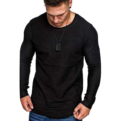 Mens Fashion Athletic Shirts Casual Solid Color T-Shirt Slim Fit Sport Tops