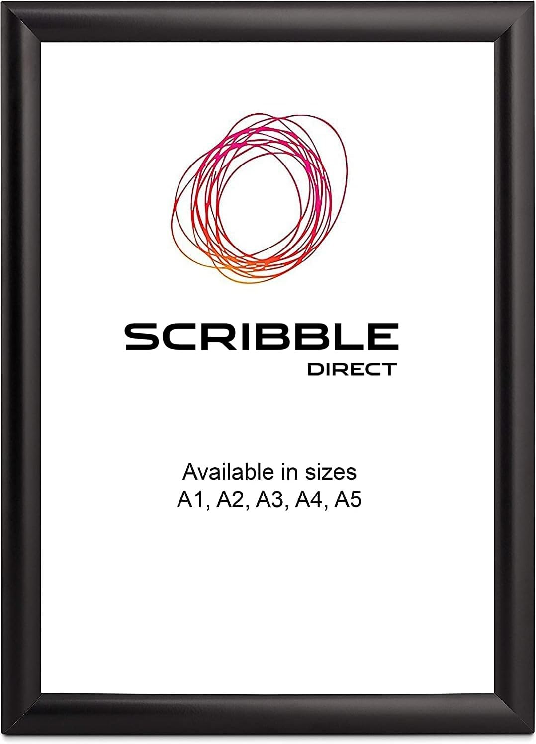 Scribble A3 Black Poster Snap Frame – Front-Opening Anodised Aluminium Display Frame with Anti-Glare PVC Cover for Posters, Menus & Certificates