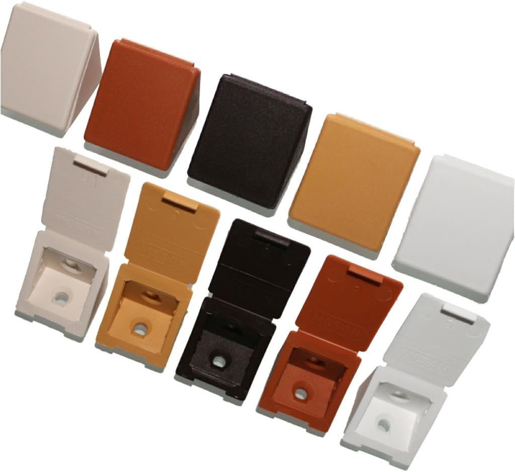 Corner Connecting Shelving Blocks, Shelf Support Bracket Plastic Plinth Fixing, 100 Cream