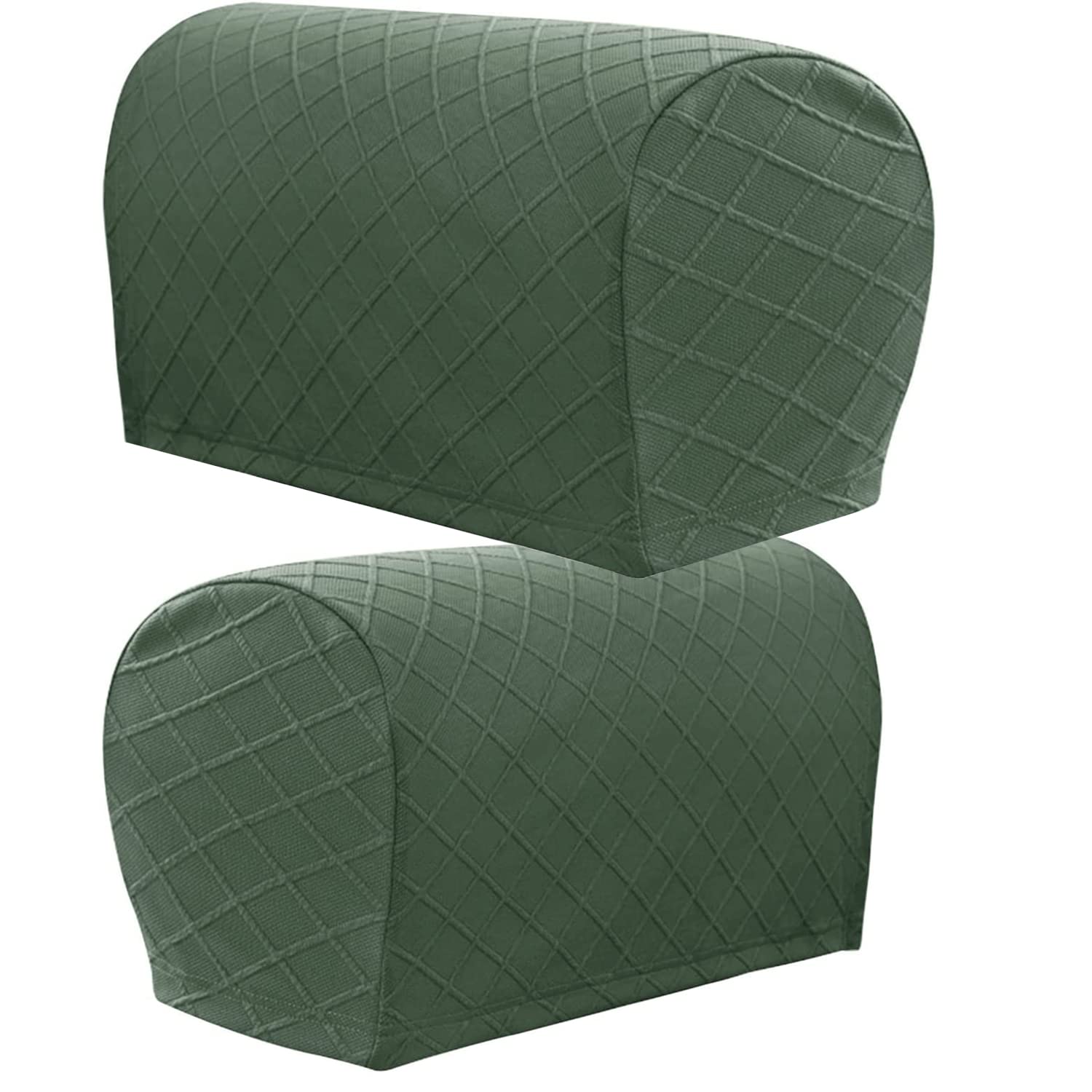 XIEHUZA 1Pair Armrest Chair Covers, Diamond pattern Arm Rest Covers Set Stretch Couch Arm Covers Anti-Slip Washable Sofa Chair Arm Covers Anti-Scratch Furniture Slipcovers for Couches (Green)