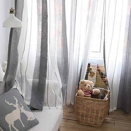 Kiops Tenda In Voile Con Occhielli Decorazione A Righe