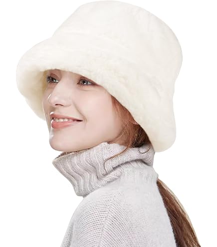 NEW Mongolian Fluffy Furry Cream Faux‎ Fur Luxury Ear Coverage Bucket Beanie Hat NEW Mongolian Fluffy Furry Pink Faux Fur Luxury Ear Coverage  main image 3