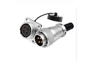 HangTon WS24 4 Pin Aviation Circular Bulkhead Connector 25A Cable Plug Socket Dustproof for Industrial Power Electrical Light LED 12awg Wire