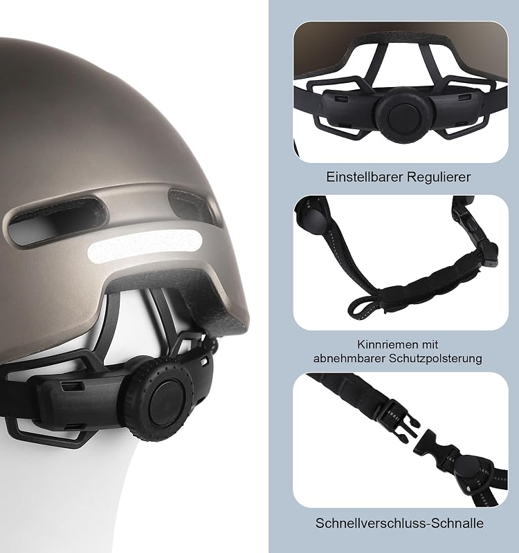 Fahrradhelm,Urban Commuter Helm,Stylischer Fahrrad Helm Herren und Damen für Radfahren Trekking City Roller Herren Verstellbarer (titangrau, L【55-60cm】)