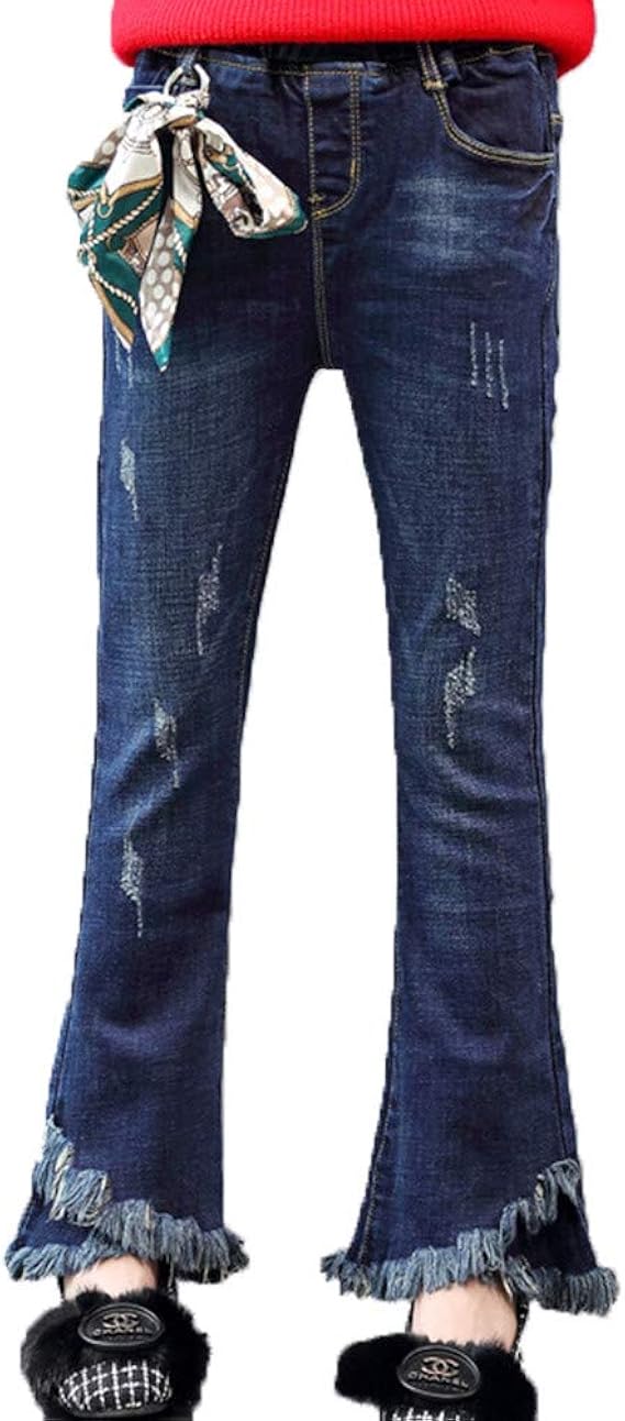 美しいです おしゃれ タッセル ジーンズ 女の子 フレアパンツ デニムパンツ ロングパンツ ズボン カジュアルパンツ パンツ 通販 Amazon