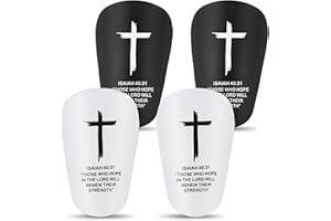 2 Pair Bible Soccer Shin Guards, 3.94x2.36in/10x6cm Cross Soccer Small Shinguards Mini Shin Pad with Bible Verse Football Pro