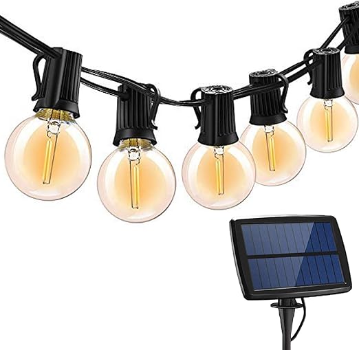 Amazon Com Wonfast Solar Bulb String Lights Waterproof 20ft 25 Led G40 Bulbs Rechargeable Solar Globe Hanging Lights 4 Light Mode For All Season Outdoor Garden Wedding Party Christmas Decorations Warm White