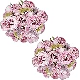 SHINE-CO LIGHTING 2 Packs Artificial Peony Flowers Silk Peonies Fake Flower Bouquet Arrangements for Home Wedding Party Decoration (Sweetened Bean)