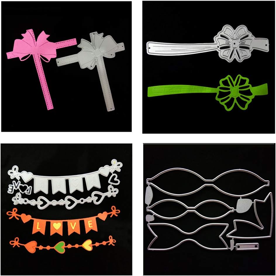 Meslio 4pcs Cutting Dies Metal Scrapbooking Stencils Die for DIY Embossing Photo Album Decorative DIY Paper Cards Making