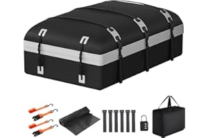 CARFORU Car Rooftop Cargo Carrier Bag, 30 Cubic Feet Waterproof Soft-Shell Car Roof Bag for All Vehicle with/Without Rack, Include Anti-Slip Mat, Reinforced Straps, Door Hooks Luggage Lock (Grey)