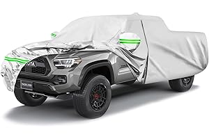 Winsyison Waterproof Car Covers for Toyota Tacoma 2004-2022 190T Car Cover Waterproof All Weather Sun Rain UV Dust Protection Outdoor Indoor Full Car Covers with Zipper Door(Silver)