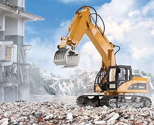 Top Race Ferngesteuerter Bagger Spielzeug mit Schaufel, 15-Kanal, RC Bagger mit Licht und Sound, Metall Traktor für… – Bild 4
