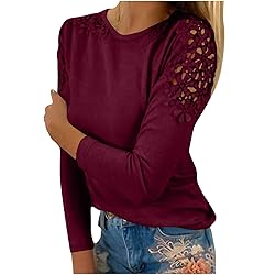 Women's Plus Size Long Sleeve Shirts Lace Hollow