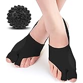 2Pcs Bunion Corrector/Splint/Brace for Women & Men, Big Toe Straightener/Separators for Hallux Valgus Pain Relief & Correct Toe Alignment, Soft & Breathable for Day/Night, Free Size, Include a Massage Ball, Black