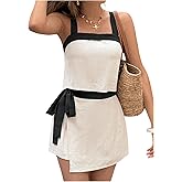 SOLY HUX Women's 2 Piece Casual Summer Outfits Square Neck Crop Top and Wrap Tie Side Shorts Matching Sets