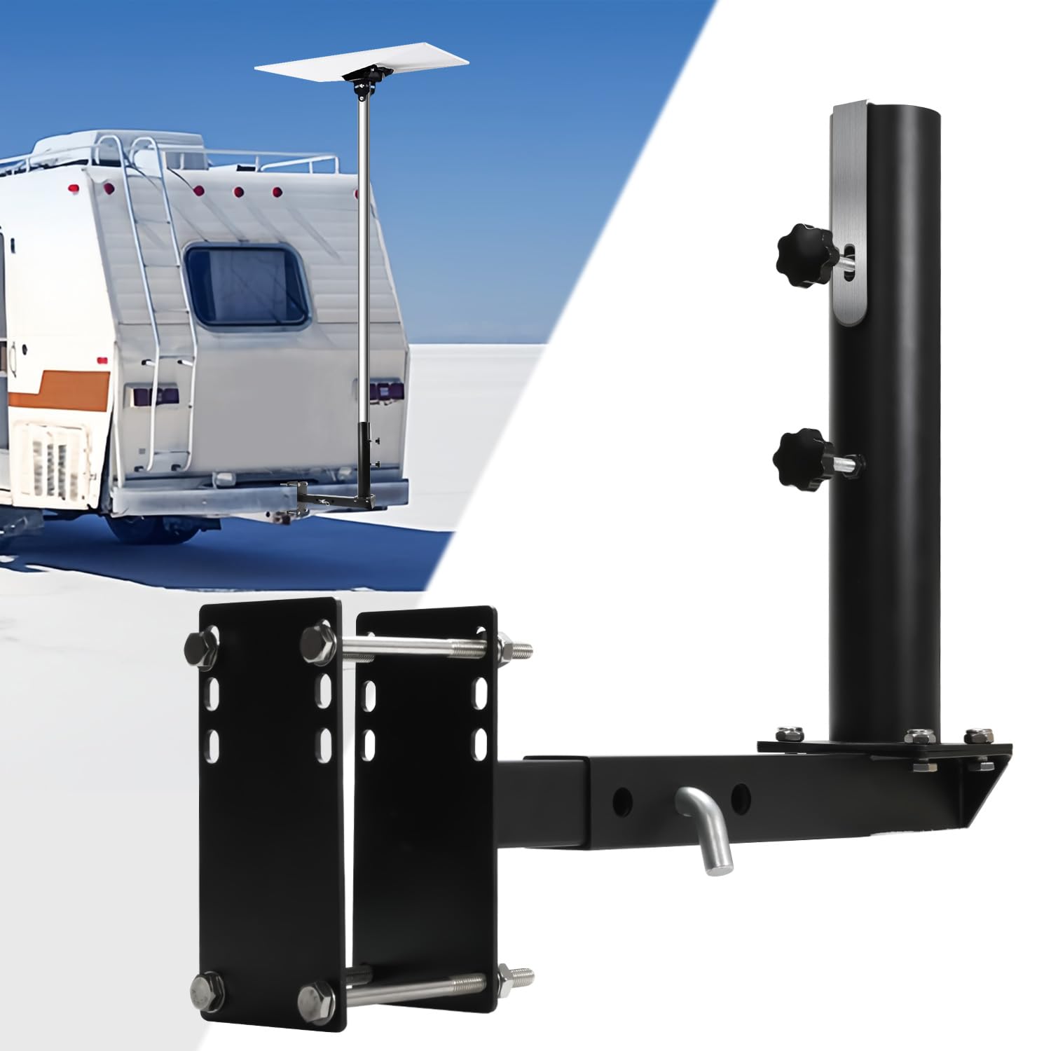 Photo 1 of Full Stainless Steel Heavy Duty RV Flag Pole Mount, Frame/Hitch/Bumper 3 in 1, Fit for Poles Up to 2.50 Inches OD