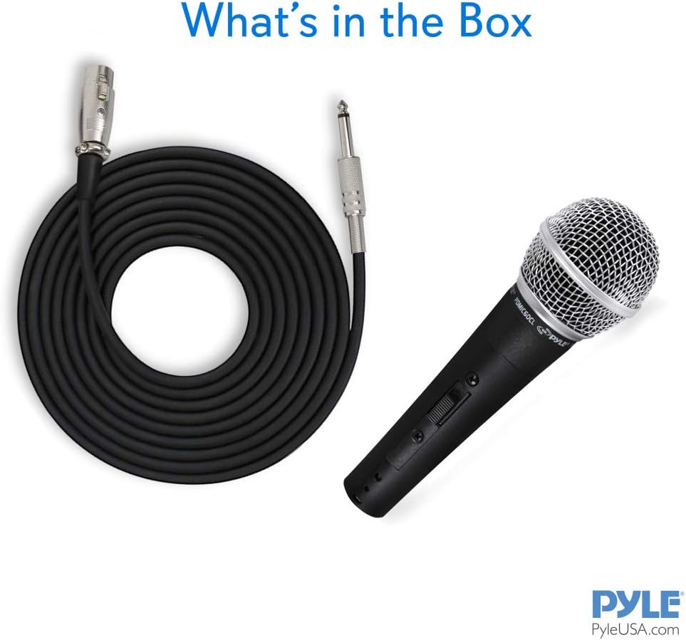 Pyle Professional Dynamic Vocal Microphone - Moving Coil Dynamic Cardioid Unidirectional Handheld Microphone with ON/OFF Switch Includes 15ft XLR Audio Cable to 1/4'' Audio Connection - PDMIC59: Musical Instruments