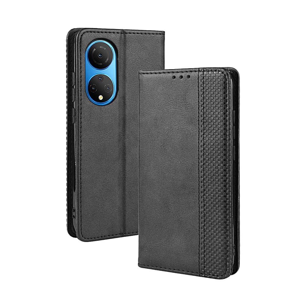 PEIYE Leather Folio Case for Honor X7, Premium Leather Flip Wallet Cover [ TPU Inner Shell ][ Kickstand ][ Card Holder ] -Black