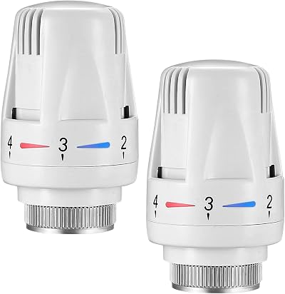 LJAPPLIED Thermostatic Radiator Head 2 Pack M30x1.5 TRV Valve Replacement White