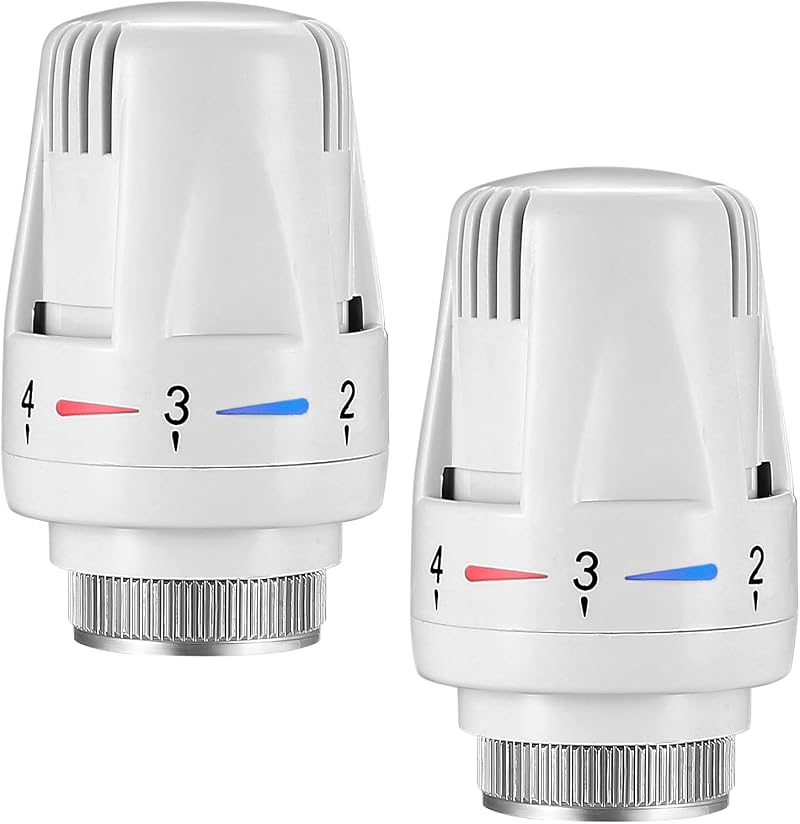 LJAPPLIED Thermostatic Radiator Head 2 Pack M30x1.5 TRV Valve Replacement White