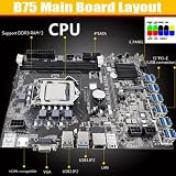 Lodokdre B75 Motherboard 12 PCIE to USB LGA1155 MSATA DDR3 4GB RAM Fan view 5
