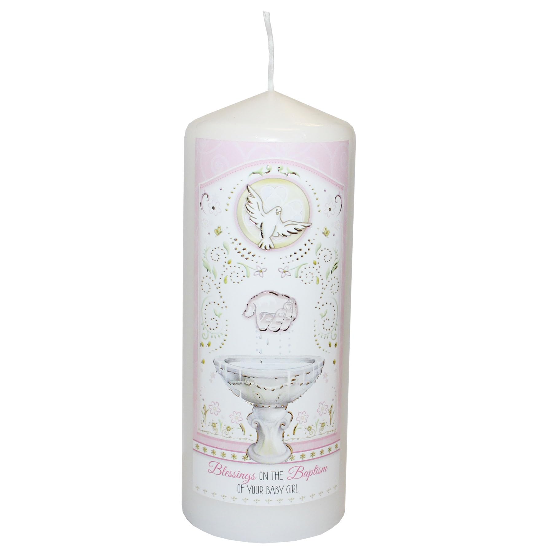 Pillar Candle for Baptism of Your Baby Girl in Organza Bag Keepsake Gift - 2527