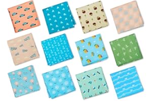 HexaFun 100% Pure Organic Cotton Unisex Handkerchief, Multi-color & Printed, Soft & Stylish, Hankies for Men & Women