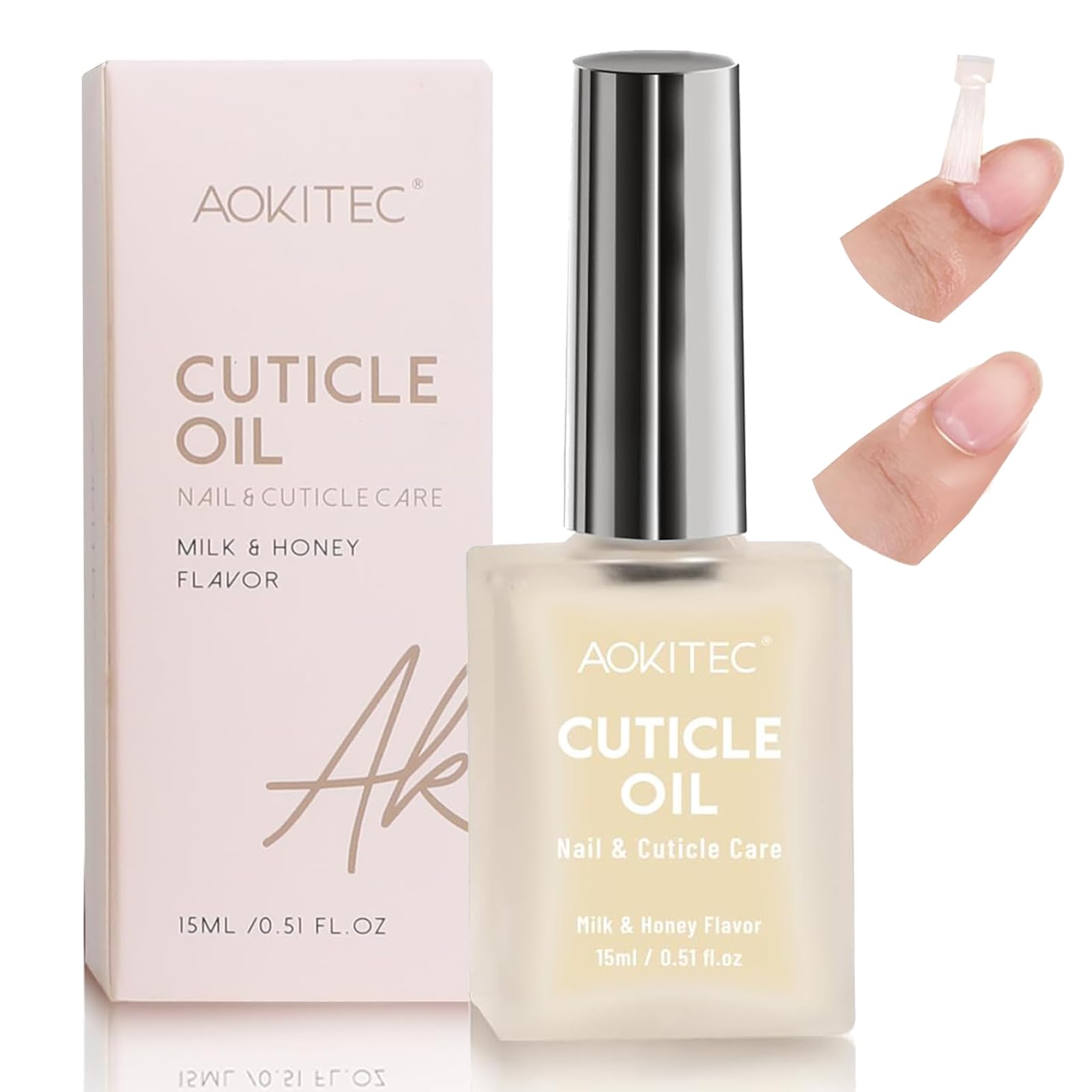 Aokitec Cuticle Oil, Milk & Honey Flavor Cuticle Oil for Nail Growth and Strengthener with Vitamin E Repair Damaged Skin and Thin Nails Moisturizes Cuticle & Overnight Cuticle Softener, 15ml