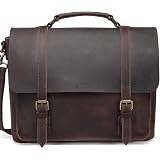 Vintage Genuine Leather Messenger Bag - Large Satchel Briefcase For Laptop, Brown, Medium Size - View #8