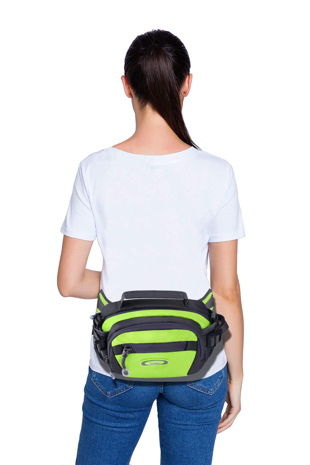 Y&R Direct Fanny Pack Waist Bag Packs Large Running Belt Bum Purse Bags with Bottle Holder Extension Strap Women Men Boy Girls Kids Gifts Waterproof Multicolor Outdoor Walking Hiking (Green)