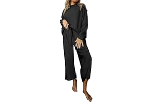 SHEWIN Women's 2 Piece Outfits Sweatsuit Casual Long Sleeve Pullover Tops and Drawstring Wide Leg Pants Lounge Sets