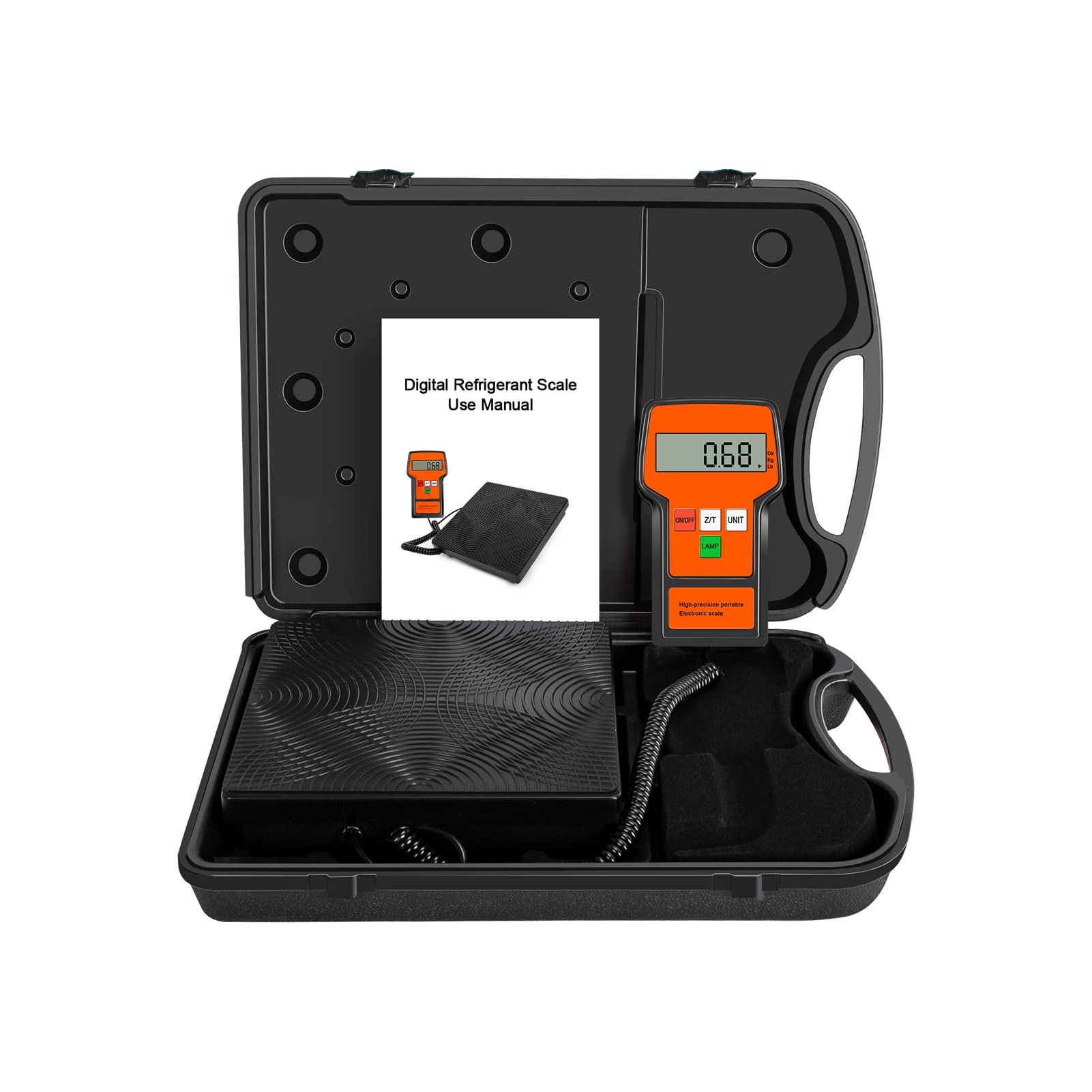 LMC-100F Electronic Refrigerant Scale, Digital HVAC Scale with LCD Controller,Digital Electronic Refrigerant R32 and R454B Charging Weight Recovery for HVAC Wired Remote Portable Case 100kgs