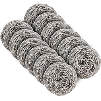 MR.SIGA Topfreiniger Putzschwamm Küche Scheuerspirale Reinigungsbürste Topfkratzer aus Edelstahl, 12 er Pack, 30g per Stück