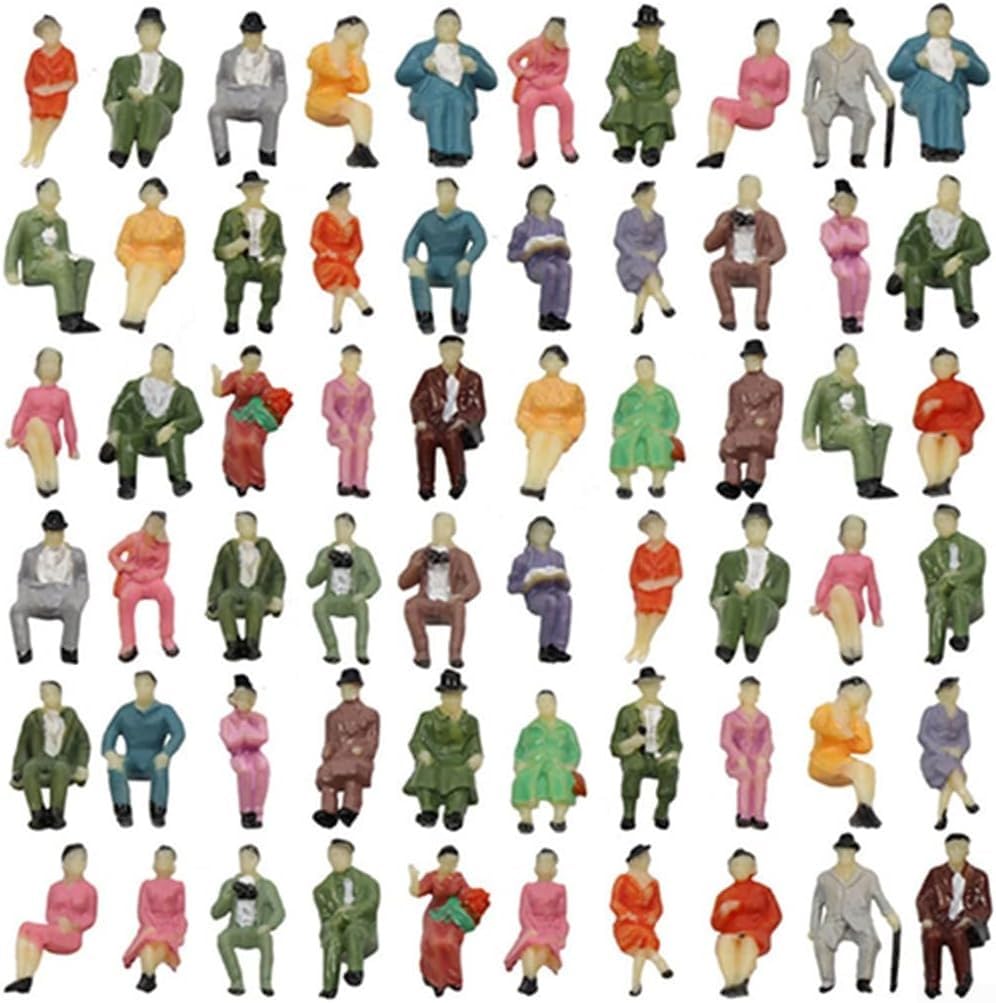 60 Pcs All Sitting Figures 1:87 Passenger, HO-Scale Sitting People Figures, Model Trains Architecture Plastic People Figures, Tiny People Sitting and Standing for Miniature Scenes