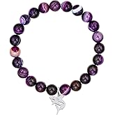 AINILOVE Amethyst Ocean Bracelet for Women, Animal Sea Shark/Dolphin/Fish/Octopus/Manta Ray Lovers Gifts, Ocean Stuff Jewelry for Women Friend