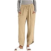 Pants for Women Wide Leg Palazzo Pant 2026 with Pockets Summer Casual Loose High Waisted Flowy Cropped Beach Trousers