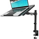 WALI Laptop Tray Desk Mount for 1 Laptop Notebook up to 17 inch, Fully Adjustable, 22 lbs Capacity with Vented Cooling Platfo