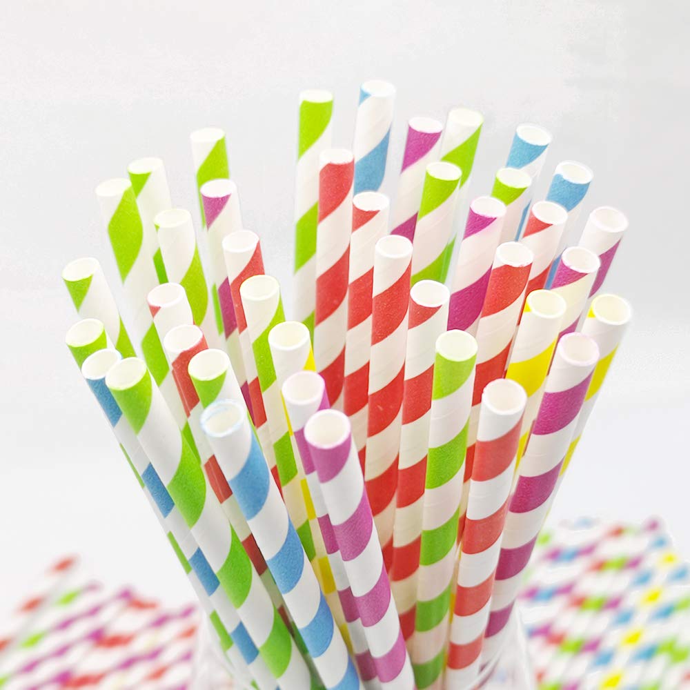 Teknub Paper Straw|150pcs Biodegradable Paper Straws Bulk|Environment-friendly Colorful Paper Drinking Straws for Juice,coffee,Soda|Wedding,Birthday,Party Supplies